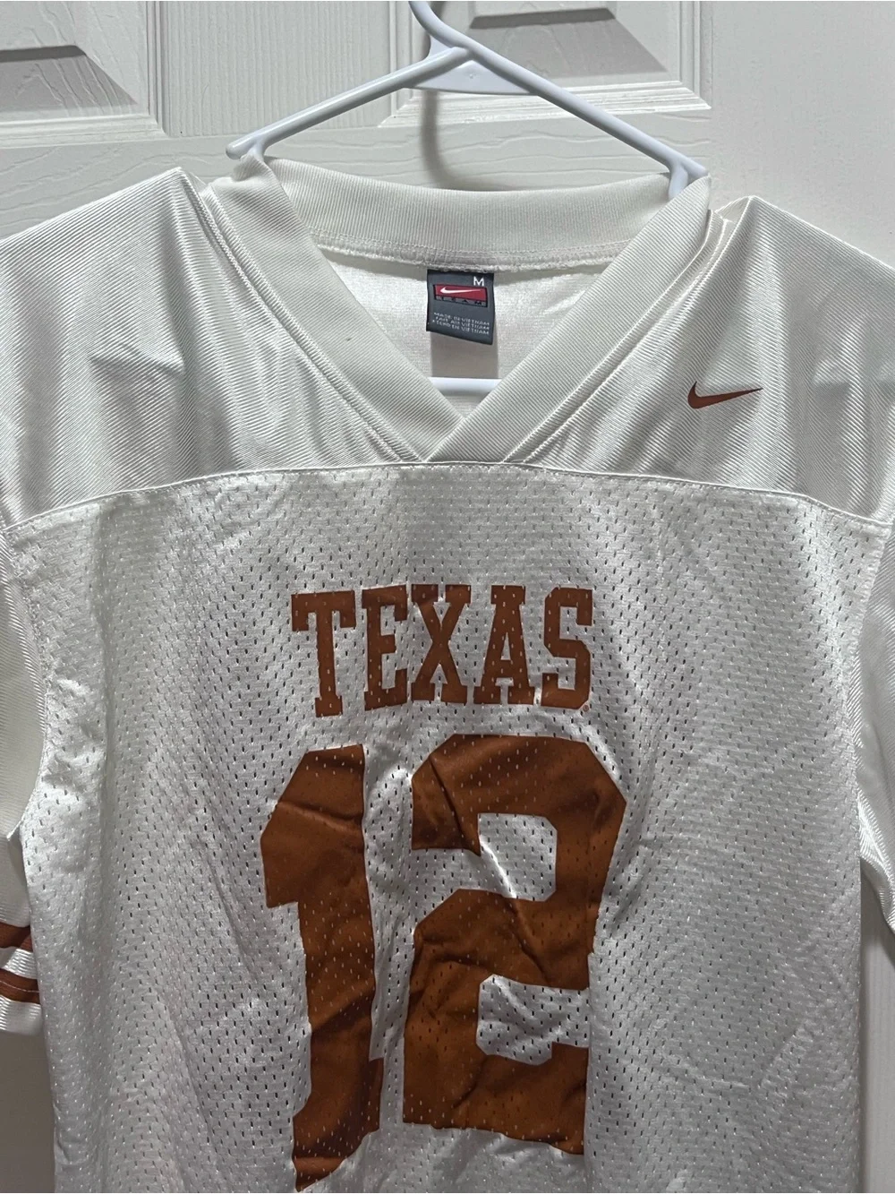 Nike White and Burnt Orange Texas #12 Football Jersey